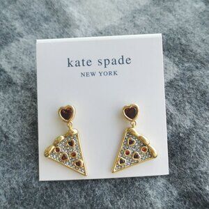 Kate Spade Pizza My Heart Gold Multicolor Earrings BRAND NEW